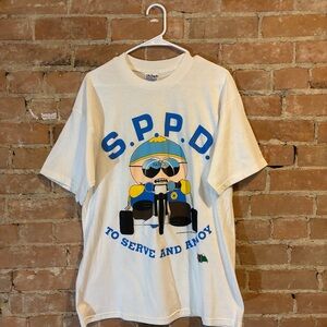 $120 Vintage 1998 Comedy Central South Park Cartman SPPD Big Print Tshirt